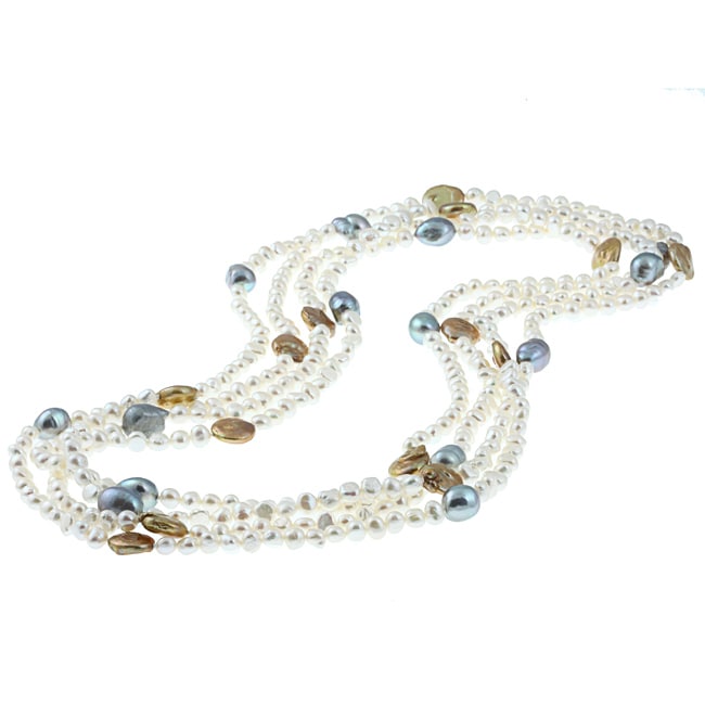 Multi colored Freshwater Pearl 100 inch Endless Necklace (5 15 mm