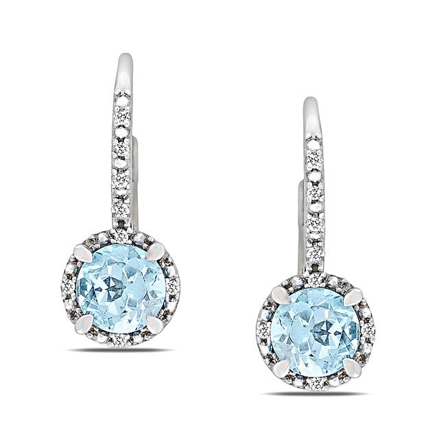 Sterling Silver Blue Topaz and Diamond Accent Earrings