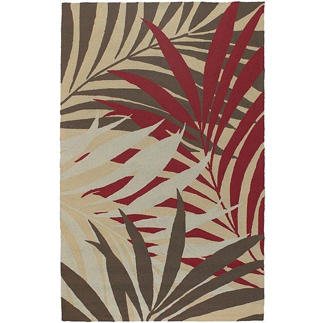 Hand hooked Bliss Brown Indoor/outdoor Floral Rug (2 X 3)