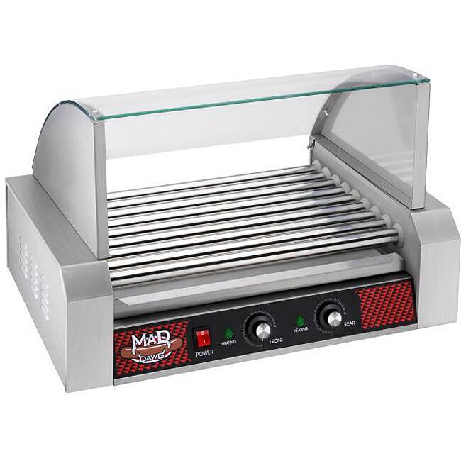 Mad Dawg Commercial Nine Roller Hot Dog Machine with Cover