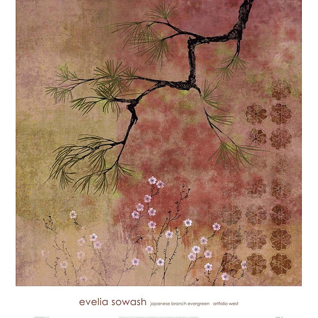 Evelia Sowash Japanese Branch Evergreen Gallery Wrapped Canvas