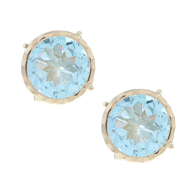 Zoe B 10k Yellow Gold Blue Topaz Stud Earrings  