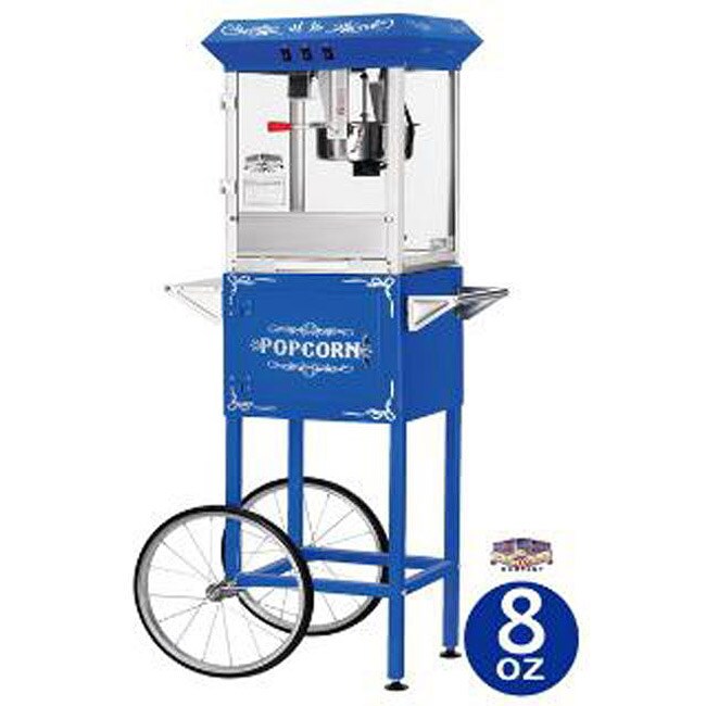 Blue 6098 8oz Foundation Popcorn Machine and Cart Floral Modern