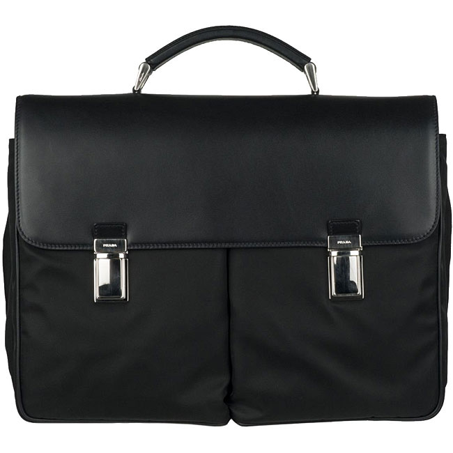Prada Black Nylon Briefcase  