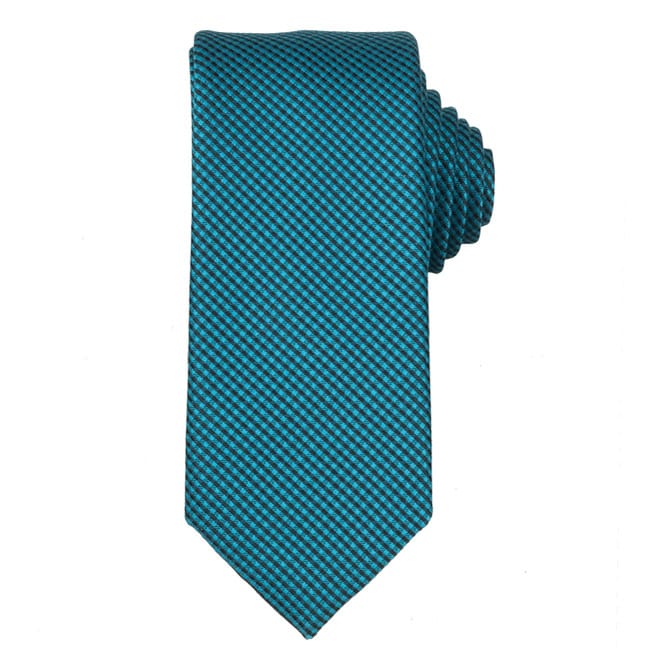 Gucci Mens Silk Teal Check Pattern Tie  