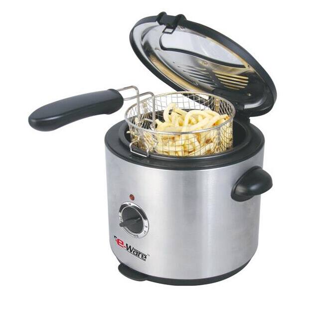 E-Ware EW-7K115 Stainless Steel 1.5-qt Deep Fryer with Detachable Oil Tank