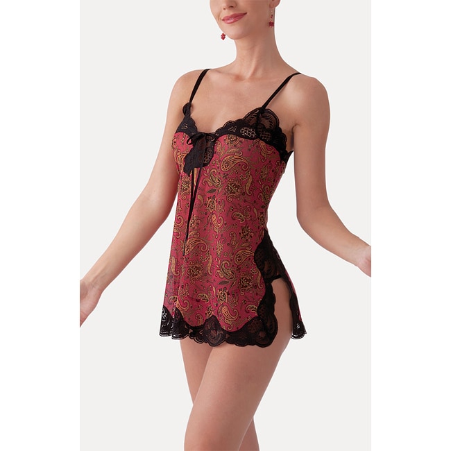 IIusion Womens Lace trim Babydoll Set  