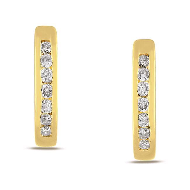 10k Yellow Gold 1/4ct TW Diamond Cuff Earrings (G H, I2 I3) Diamond Earrings