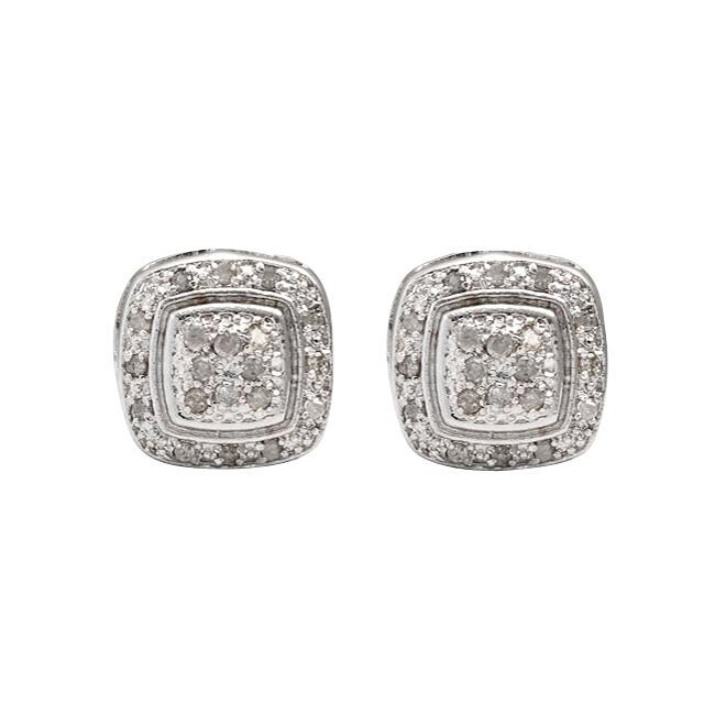 Sterling Silver 1/2ct TDW Diamond Square Earrings (JK, I3) Free