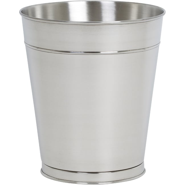 Shop Polished Silver Stainless Steel 10.5 in. Tall Round Wastebasket