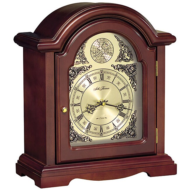 Seth Thomas Sturbridge Cherry Brown Hardwood Chime Mantel Clock Free