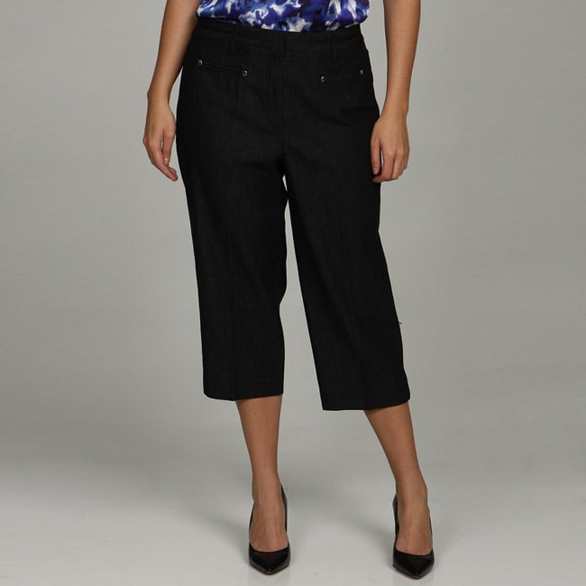 Larry Levine Women's Plus Size Denim Cropped Pants - 13424059 ...