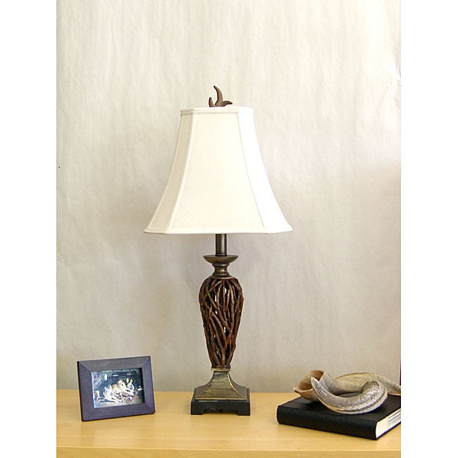 Openwork Reed Dark Brown Table Lamp