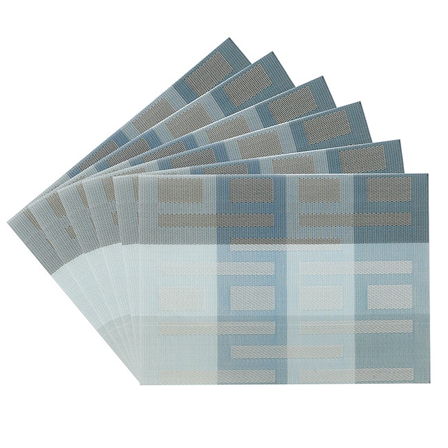 Illusions Woven Vinyl Turquoise Placemats (Set of 6)  