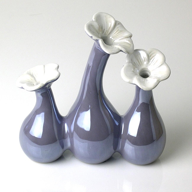 Porcelain Pearl Periwinkle Flower Vase  