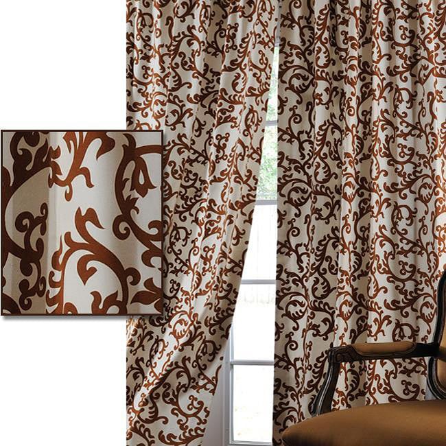 Exclusive Fabrics Stamford Rust Printed Cotton 96-inch Curtain Panel