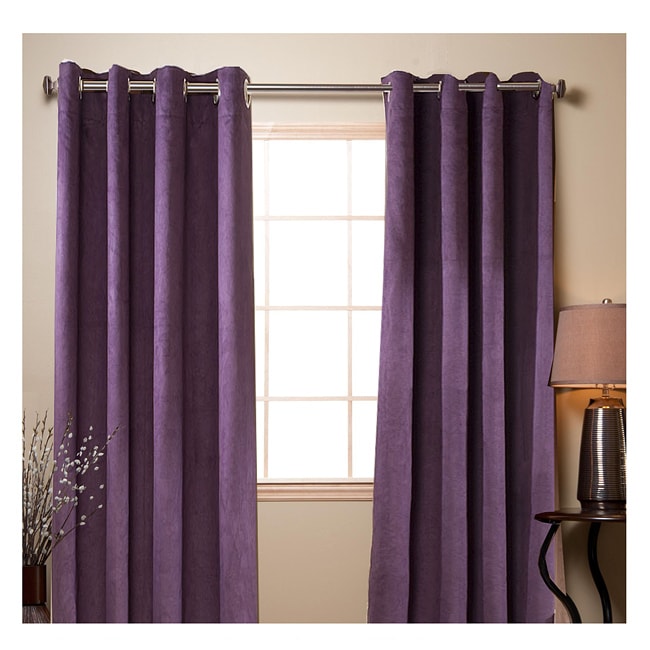 Purple Poly Suede 84inch Grommet Curtain Panel Pair  Free Shipping On Orders Over $45 