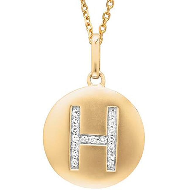 Sterling Silver/ 14k Gold Diamond H Necklace Today $69.99