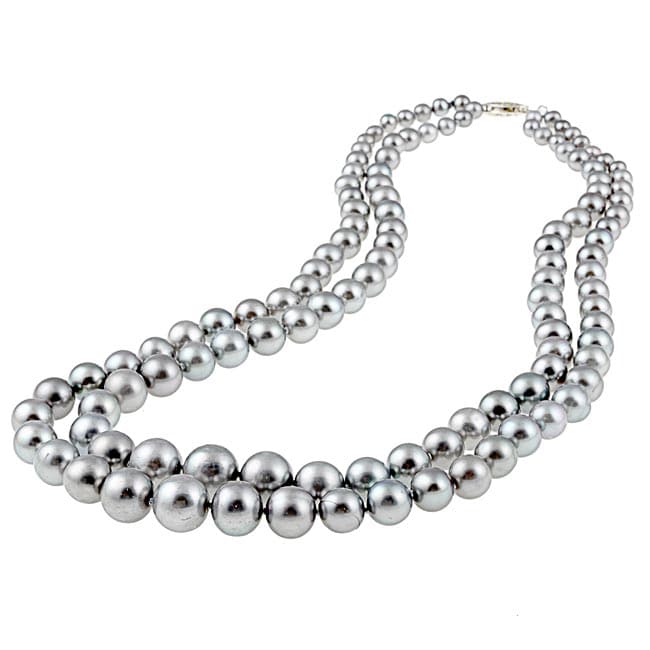 grey fw pearl 2 row graduated necklace 6 11 mm msrp $ 180 22 today