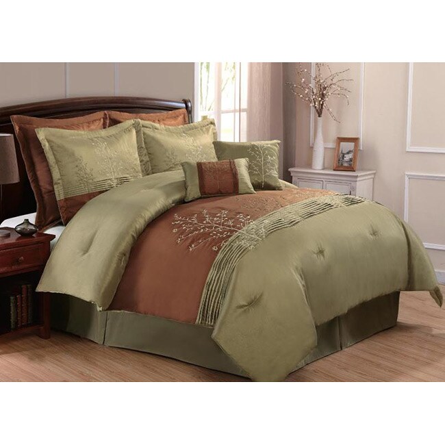 Shop Harmony Cinnamon/ Taupe Colorblock Floral Vine 8piece Comforter