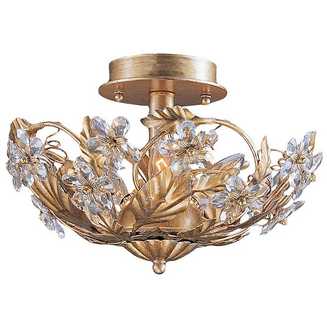 Crystal Abbey 3 light Gold Semi flush Light