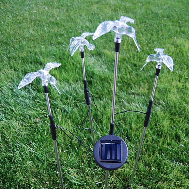 Shop Solar Powered Color Changing Garden Stake Hummingbirds (Set of 4