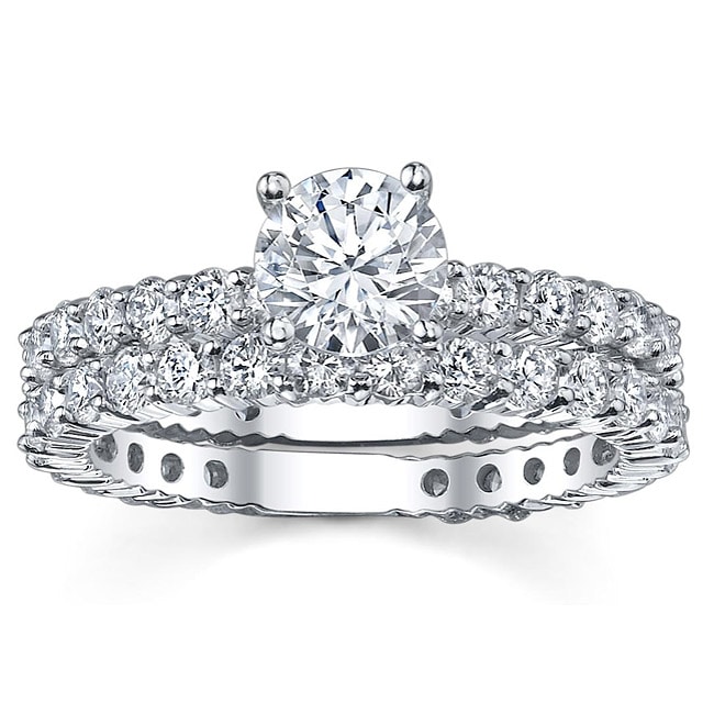 18k White Gold 3 1/3ct TDW Diamond Bridal Ring Set (G H, SI1 SI2