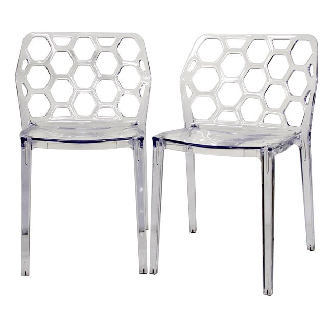 Honeycomb Clear Acrylic Modern Dining Chair (set Of 2)