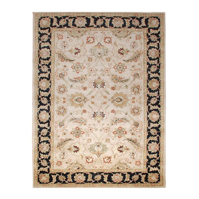 Hand tufted Crosse Hand Beige Wool Rug (4 X 6)