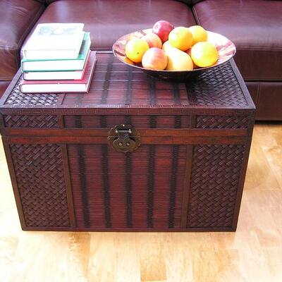 Shop Original Hawaii Large Wood Trunk With Decorative Wicker