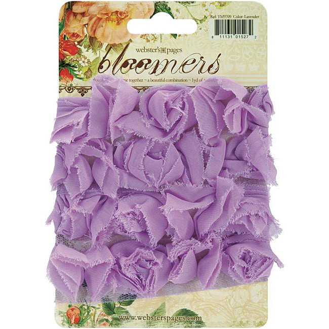 Bloomers Lavender 1.5 inch Fabric Flower 1 yard Trim  