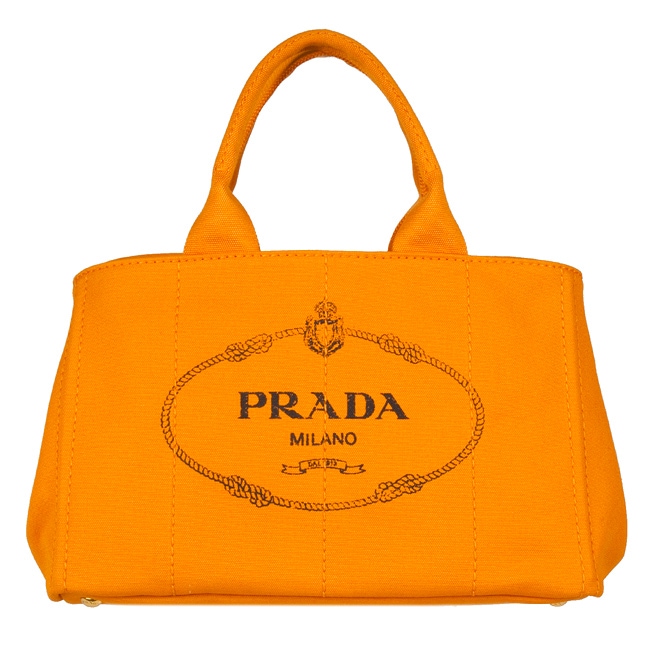 Prada B1872B Orange Canvas Tote Bag  