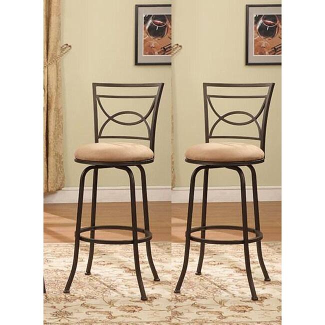 Bronze Finish Half Circle Back Adjustable Metal Swivel Counter Height Bar Stools (Set of 2)