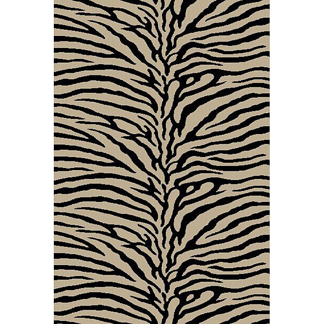 Alexa Omega Collection Zebra Animal Black Rug (53 x 76)   