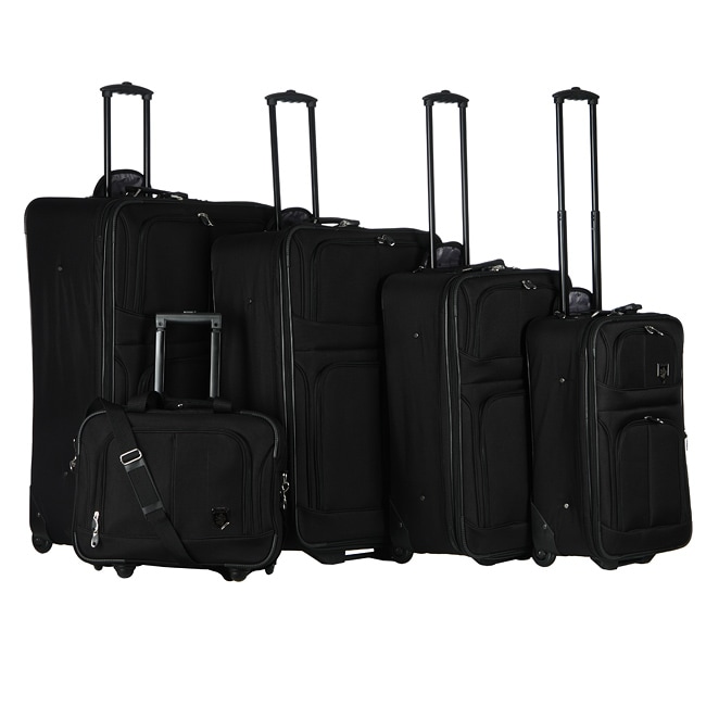 Adolfo Florence Black 5 peice Luggage Set