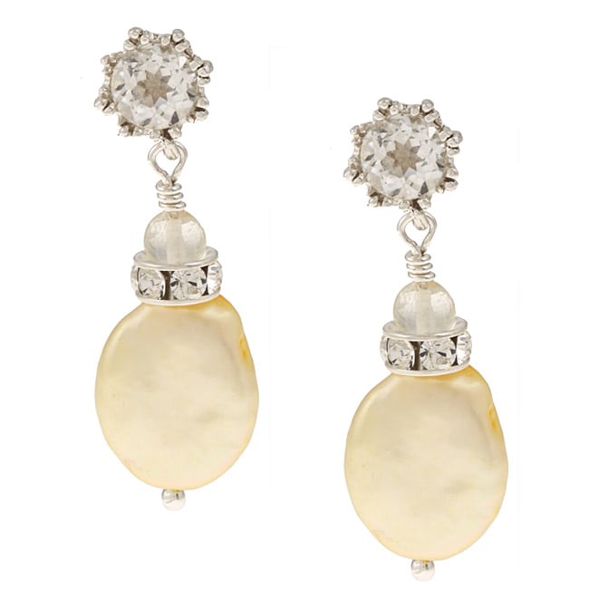 Tacori Bridal Evening Silver Pearl, White Topaz and Crystal Earrings 