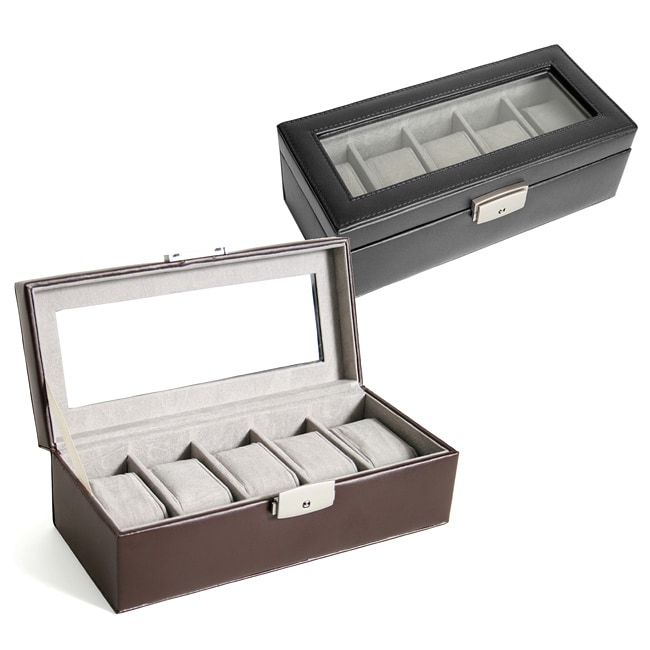 Genuine Leather 5 slot Watchbox