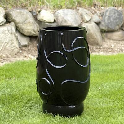 Tambou Fiberglass Black Over-sized Planter (Philippines) - Clear