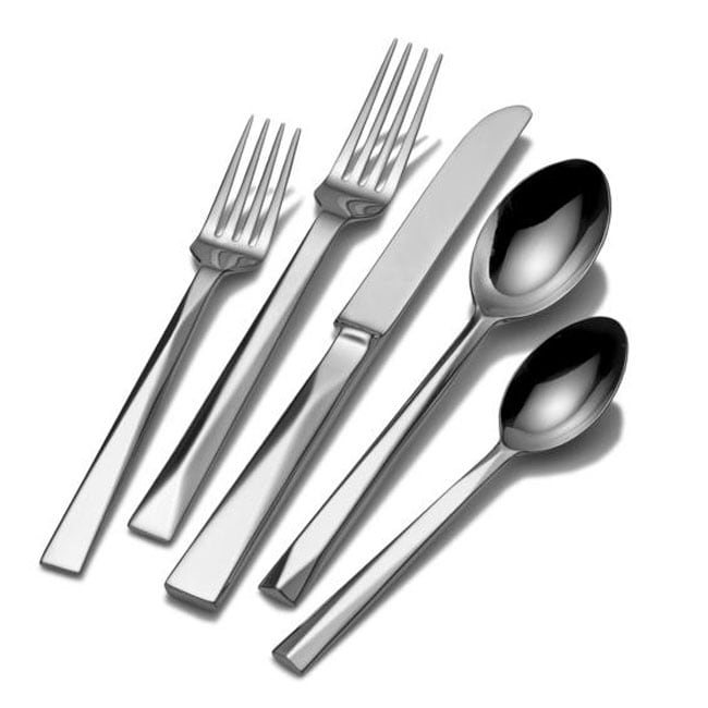Calvin Klein 18/10 'Faceted' Stainless Steel 5-piece Place Setting ...