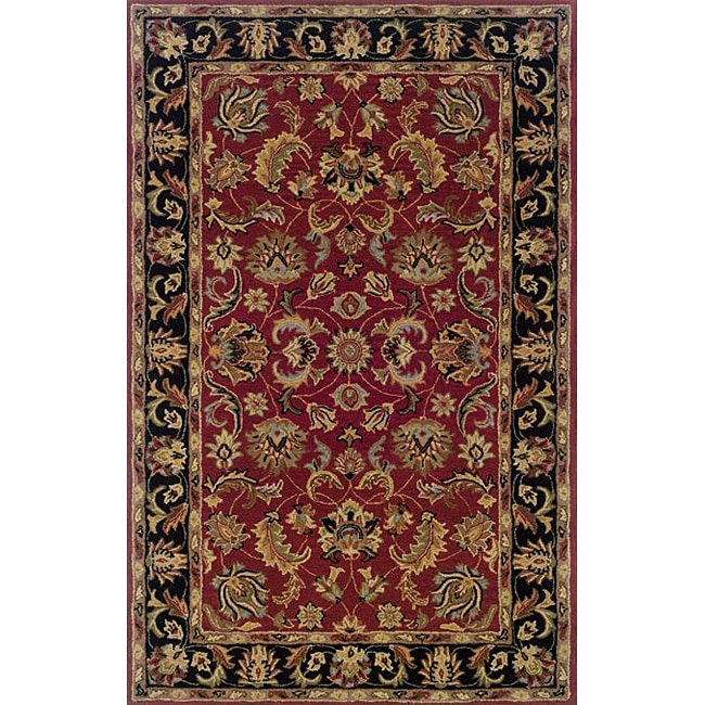 Hand tufted Traditional Red and Black Wool Area Rug (36 x 56)