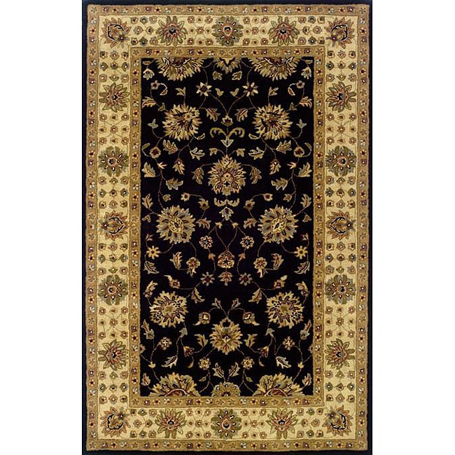 Hand tufted Black/ Beige Wool Area Rug (36 X 56)