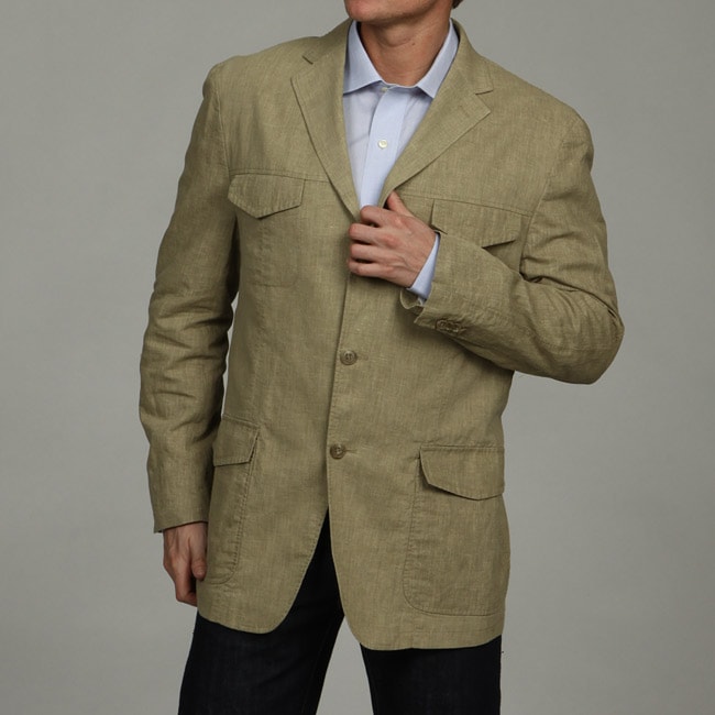 Shop U & I Men's Khaki Linen-blend Jacket - Free Shipping Today ...