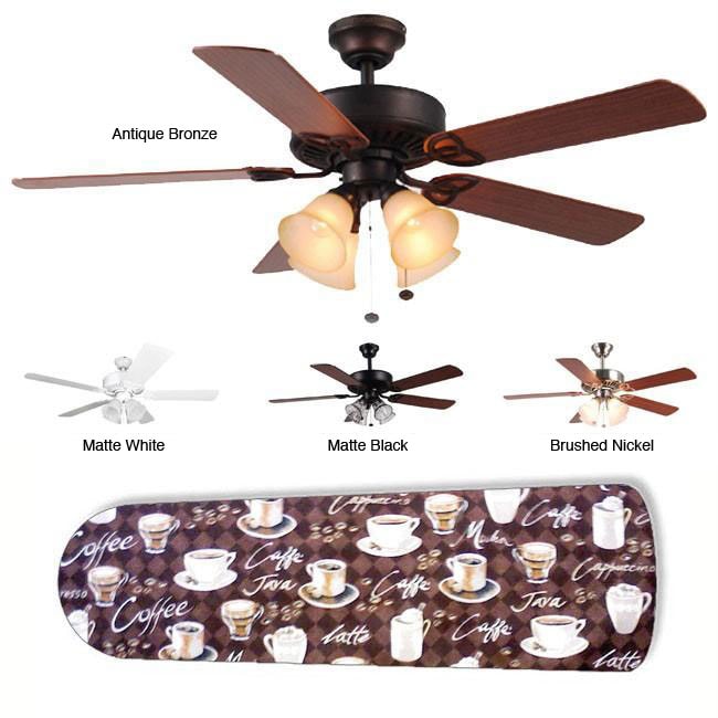 New Image Concepts 4 light Coffee Talk Blade Ceiling Fan 