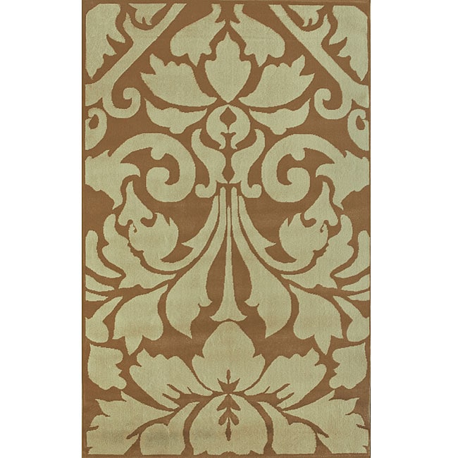 Alexa Abbey Brown Damask Rug (82 x 115)