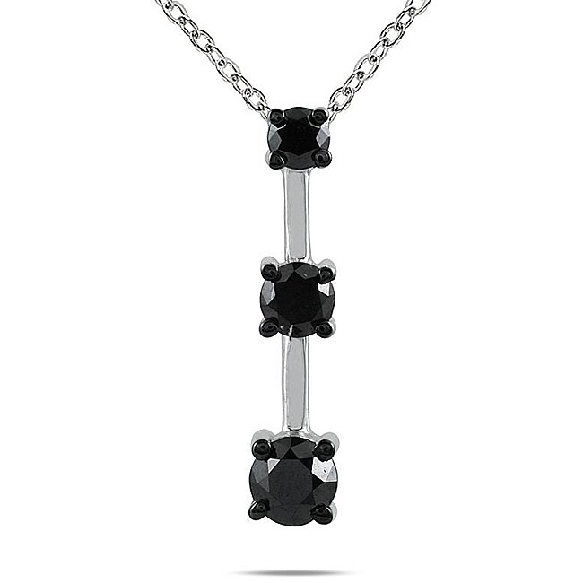 14k White Gold 1ct TDW Black Diamond Necklace  