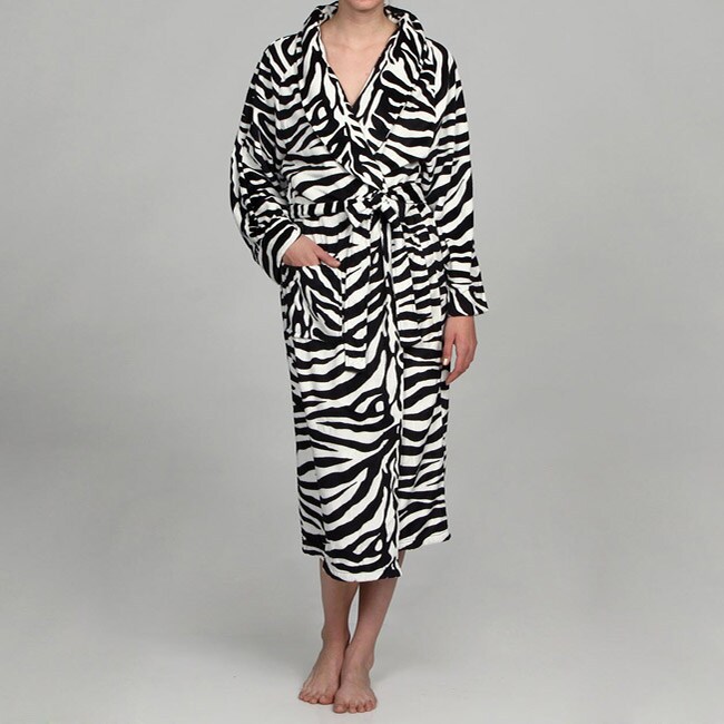 Women's Zebra Print Microluxe Bath Robe Free Shipping On Orders Over