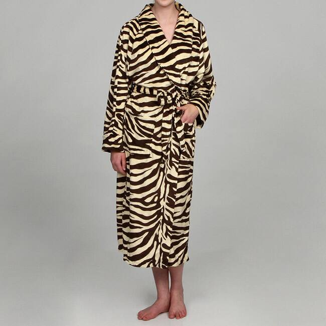Women's Zebra Print Microluxe Bath Robe