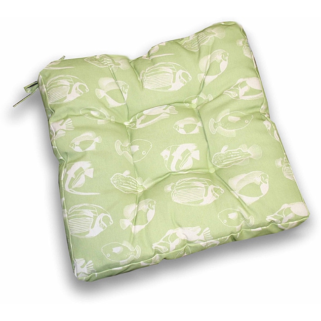 Thro Polyester Lime Tufted Fish Outdoor Cushions (Set of 2 