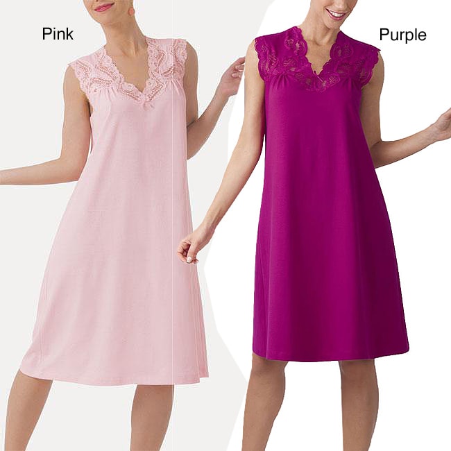 Ilusion Womens Pink Cotton Cap sleeve Nightgown