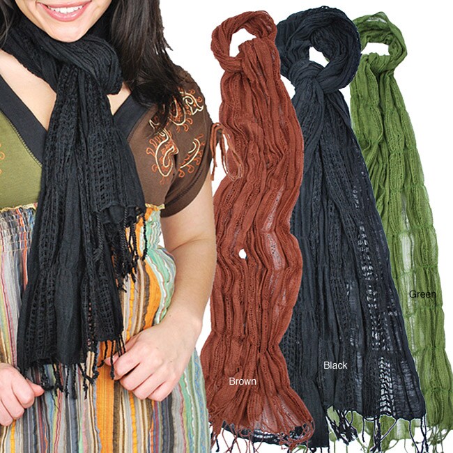 Shop Handmade Crinkled Cotton Scarf (India) Free Shipping On Orders